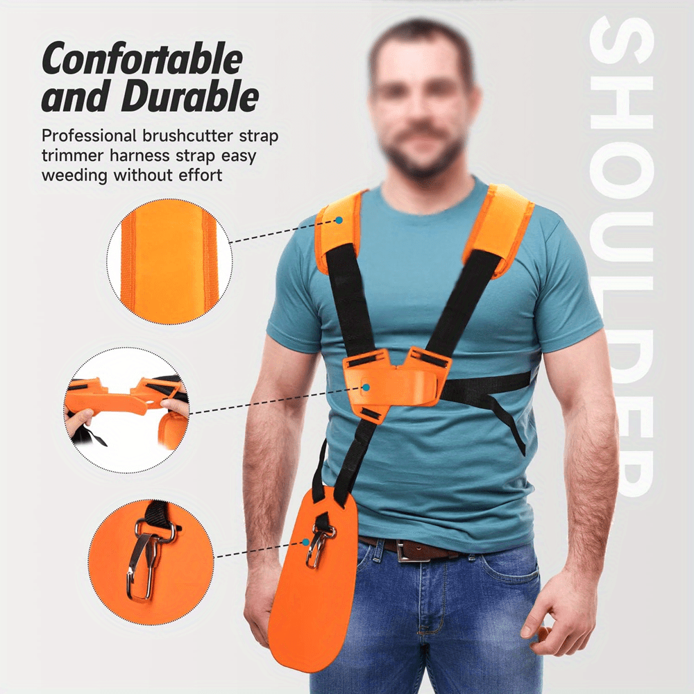 Brush Cutter Strap - สายรัดเครื่องตัดหญ้าแบบสองสายสะพายไหล่ สายรัดแบบมีเบาะ ช่วยลดแรงและเพิ่มความสบาย สำหรับเครื่องตัดหญ้า เครื่องเล็มหญ้า และเครื่องตัดแต่งกิ่งในสวน