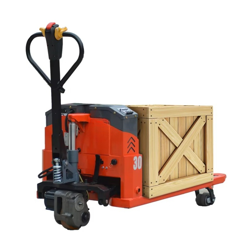 Outdoor Power Pallet Jack - รถยกพาเลทไฟฟ้าแบบใช้แบตเตอรี่ สีแดง ล้อใหญ่ สำหรับใช้งานกลางแจ้ง