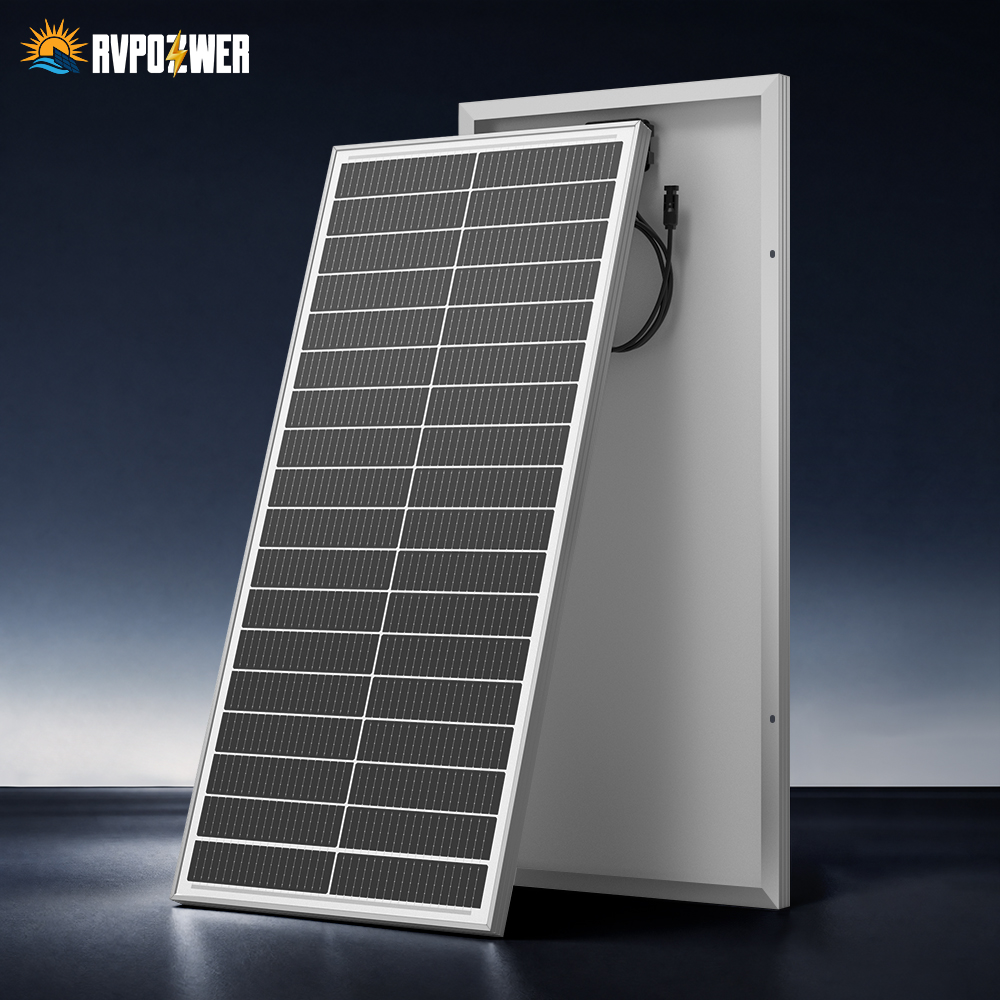 Outdoor Power Distribution Panel - แผงโซลาร์เซลล์แบบแข็ง RVPOZWER 100W 18BB กรอบสีขาว เซลล์แสงอาทิตย์ชนิด