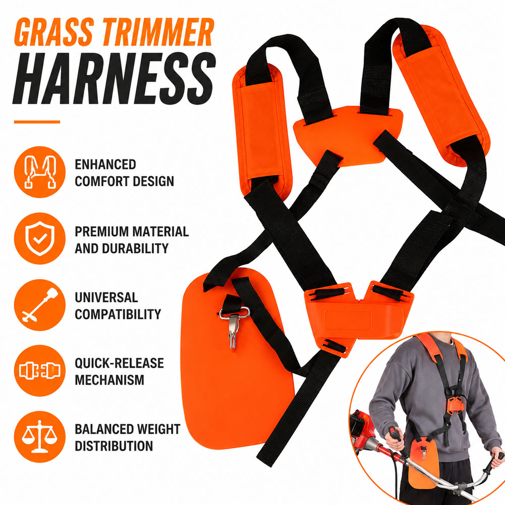 Brush Cutter Strap - สายรัดเครื่องตัดหญ้าแบบสองสายสะพายไหล่ สายรัดแบบมีเบาะ ช่วยลดแรงและเพิ่มความสบาย สำหรับเครื่องตัดหญ้าและเครื่องเล็มหญ้า อุปกรณ์ทำสวน