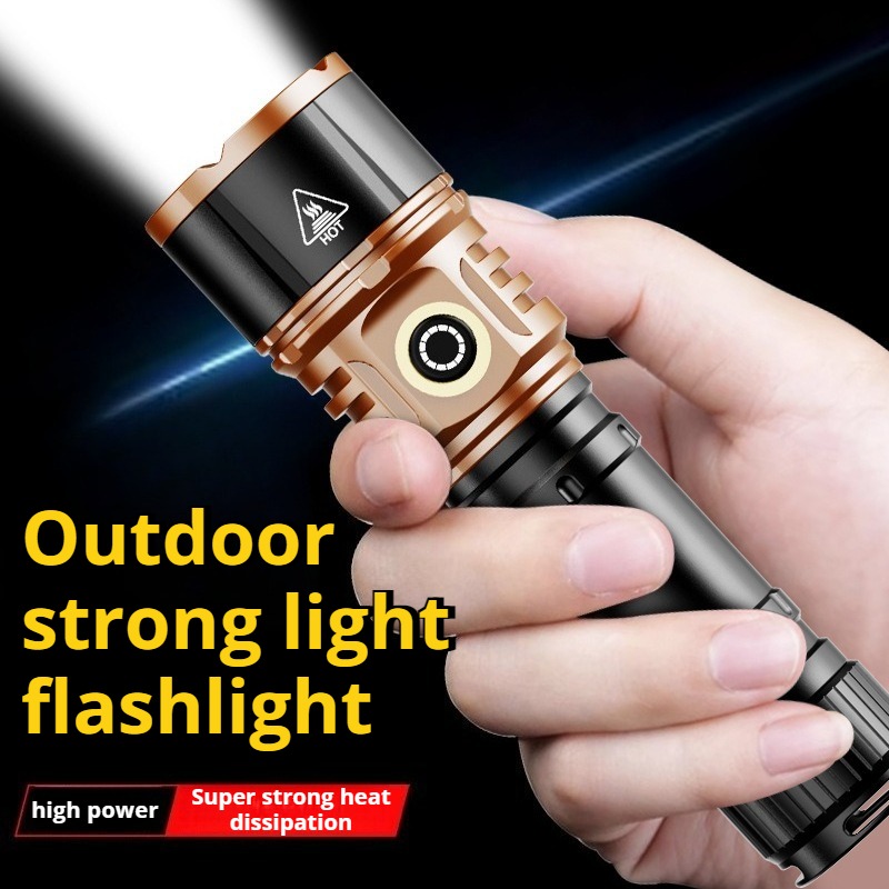 Outdoor Power For Camping - ไฟฉาย LED พลังงานสูง แสงสว่างแรง ชาร์จแบบ Type-C