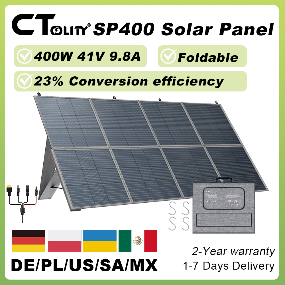 Outdoor Power Distribution Panel - CTOLITY 400W แผงโซลาร์เซลล์แบบพับได้ 41V 9.8A 23%
