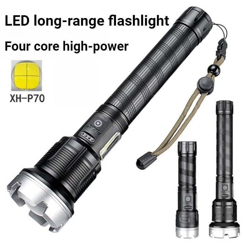 Outdoor Power For Camping - ไฟฉาย LED กำลังสูงแบบยืดหดได้ ระยะไกล แสดงพลังงาน ซูมได้