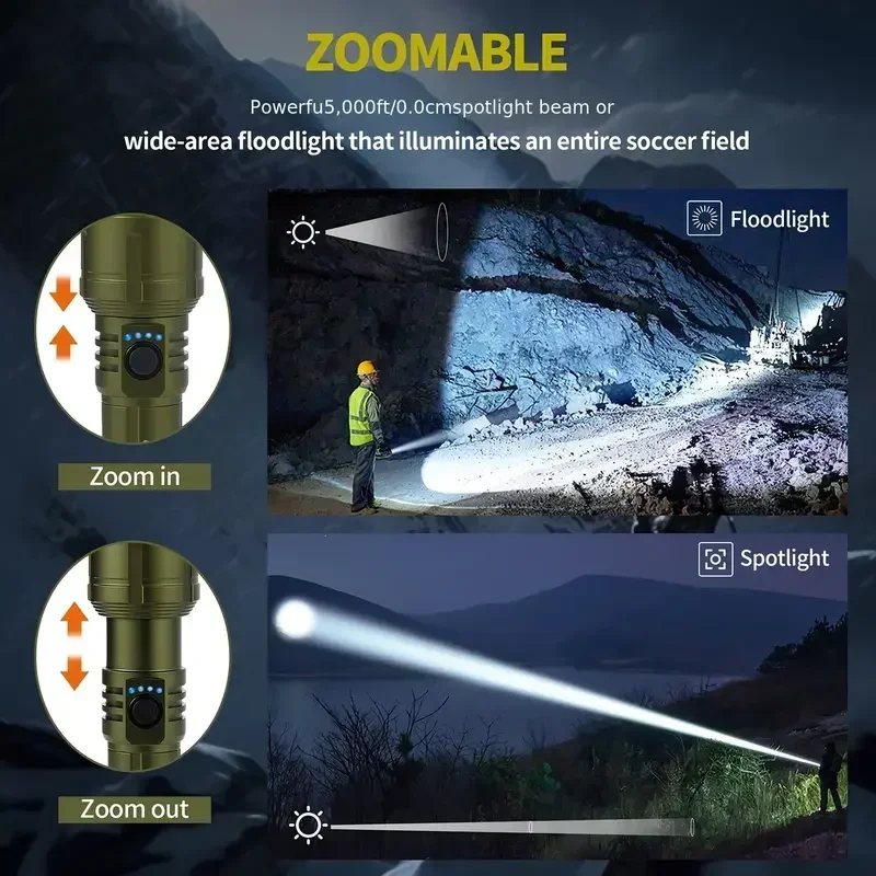 ไฟฉายซูมได้สว่างสดใสพร้อมเลนส์ - Outdoor Power For Camping บทวิจารณ์และราคา